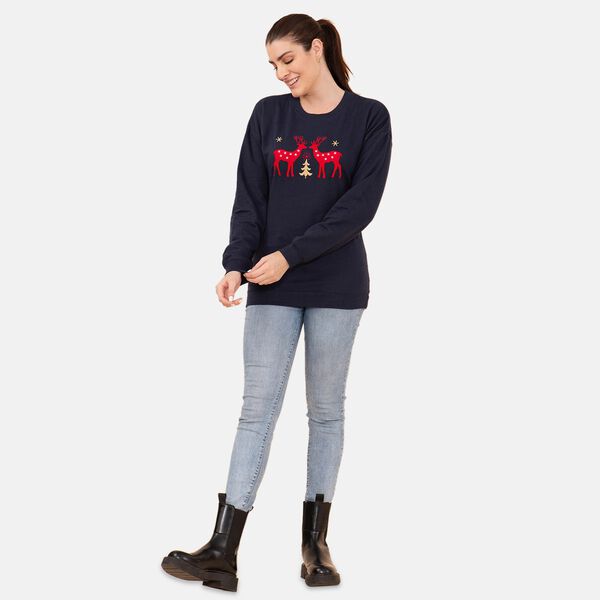 Damen Strick Sweatshirt mit Applikation, Größe 42, Dunkelblau image number 3