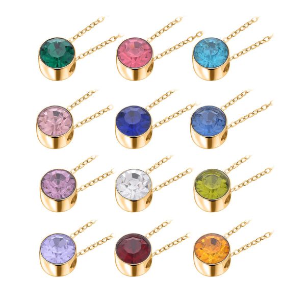 Austauschbarer mehrfarbiger Kristall-Anh&auml;nger mit 50cm Kette in Goldton image number 10