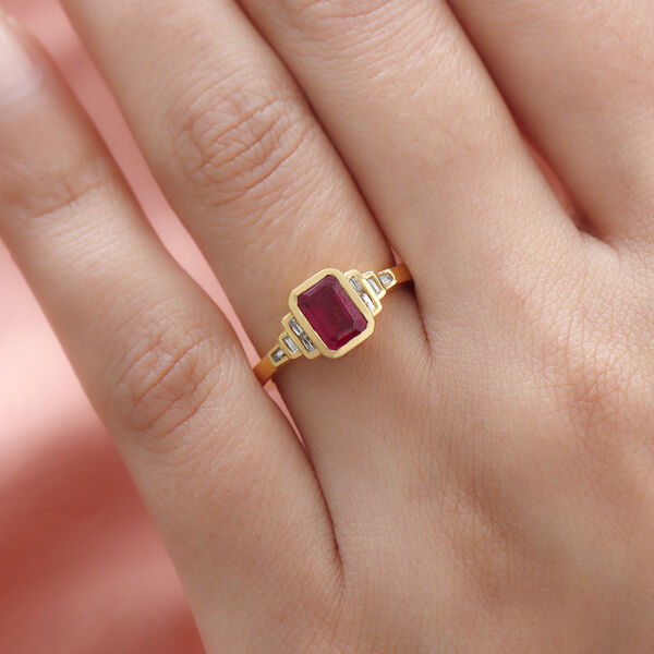 Afrikanischer Rubin und Zirkon-Ring, 925 Silber vergoldet  ca. 1,63 ct image number 2