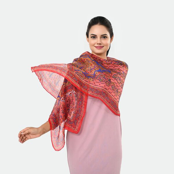 LA MAREY Seidenschal 100% Seide 48 x 160 cm Rot image number 1