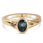 London Blau Topas und Zirkon Ring 925 Silber vergoldet  ca. 1,11 ct image number 0