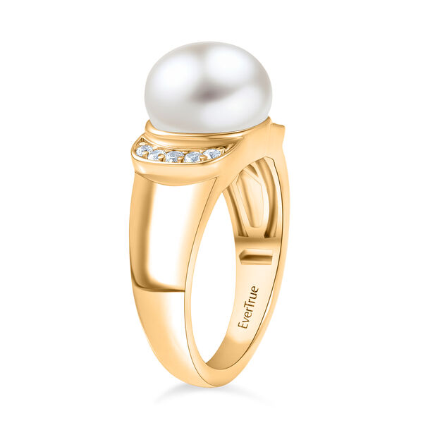 EVER TRUE S&uuml;&szlig;wasser Perle (10.5-11 mm), Wei&szlig;er Zirkon Ring Nickelfreies Messing (Gr&ouml;&szlig;e 19.00), Goldfarben image number 5