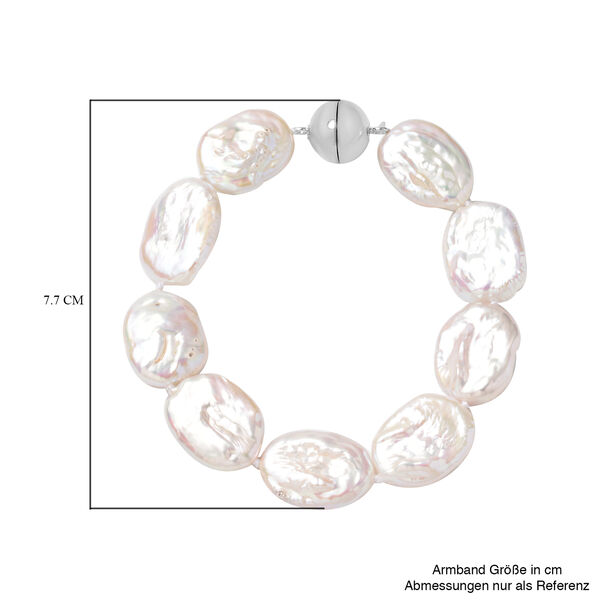 Wei&szlig;e Barockperle Perle Armband ca. 20 cm 925 Silber Rhodium &Uuml;berzug image number 3