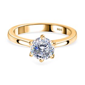 100 Facetten Moissanit Ring 925 Silber Gelbgold Vermeil (Größe 21.00) ca. 1,01 ct