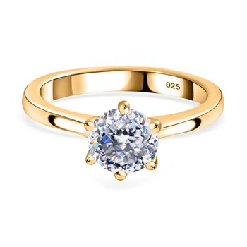 100 Facetten Moissanit Ring, 925 Silber Gelbgold Vermeil - 1,01 ct.