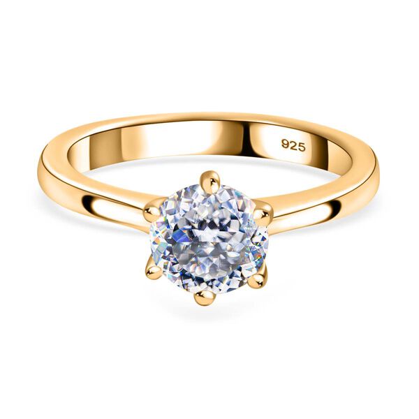 100 Facetten Moissanit Ring, 925 Silber Gelbgold Vermeil - 1,01 ct.