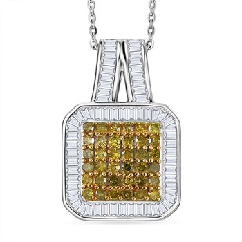D'Joy gelber und wei&szlig;er Diamant Anh&auml;nger mit 50cm Kette - 1 ct.