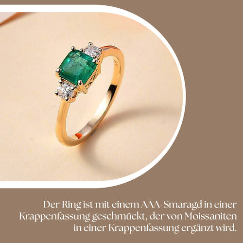 AAA Smaragd und Moissanit Ring in 375 Gold - 1,34 ct. image number 1