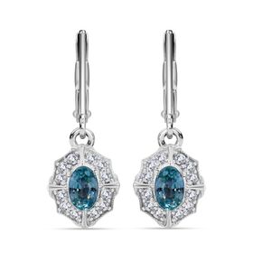 AA Blauer Zirkon, Weißer Zirkon Ohrringe 925 Silber rhodiniert ca. 1,97 ct.