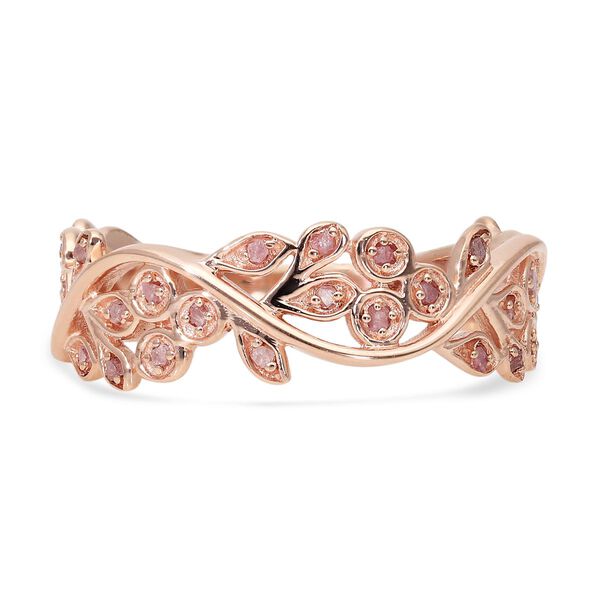 Nat&uuml;rlicher, ungeschliffener rosa Diamant-Ring 925 Silber Ros&eacute;gold Vermeil  ca. 0,19 ct
