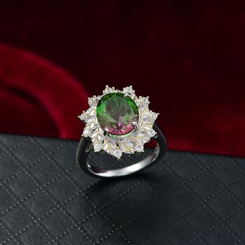 D'Joy Wassermelonen Triplett Quarz und Zirkon zweifarbiger Ring - 4,17 ct.