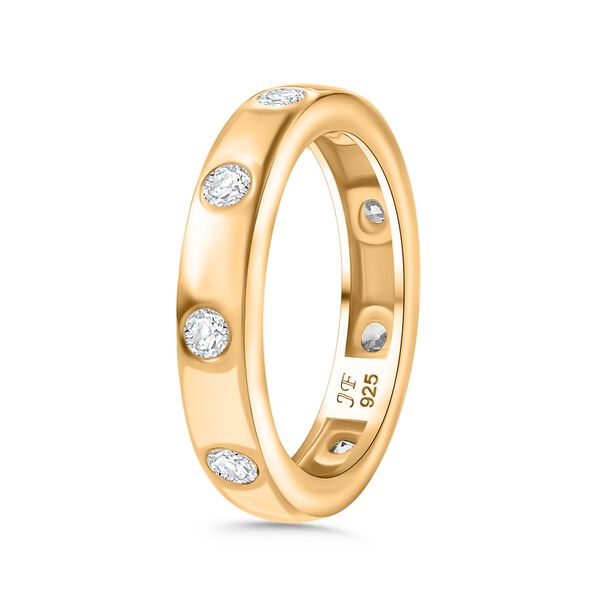 J Francis gefertigt mit SWAROVSKI- Swarovski Zirkonia Bandring, 925 Silber 750 Gelbgold Vermeil image number 5