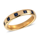 Kanchanaburi Blauer Saphir Band Ring 925 Silber Gelbgold Vermeil (Größe 18.00) ca. 0,40 ct image number 3