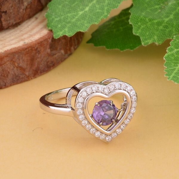 Lila und wei&szlig;er Zirkonia-Ring - 1,02 ct. image number 2