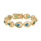 Pfau Quarz Triplette Armband ca. 18 cm 925 Silber 750 Gelbgold Vermeil ca. 9,24 ct.
