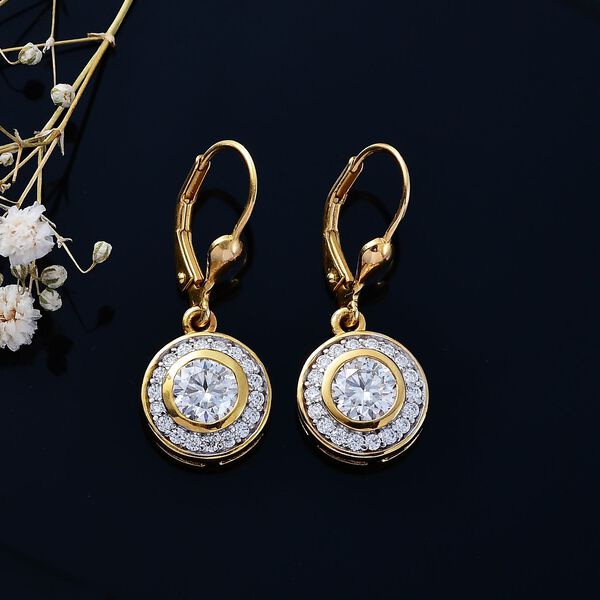 Moissanit Ohrringe, 925 Silber 750 Gelbgold Vermeil - 2,01 ct. image number 3