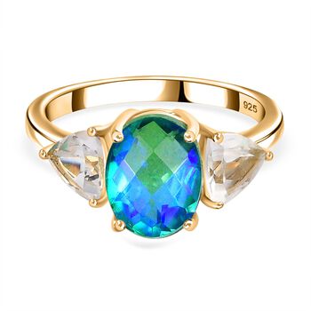 Pfau Triplett Quarz und Topas Schmuckset, 925 Silber 750 Gelbgold Vermeil - 5,75 ct.