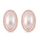 Edle Perlen-Ohrringe mit weißen Kristallakzenten, rosefarben