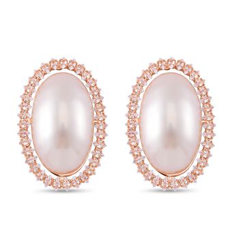 Edle Perlen-Ohrringe mit wei&szlig;en Kristallakzenten, rosefarben