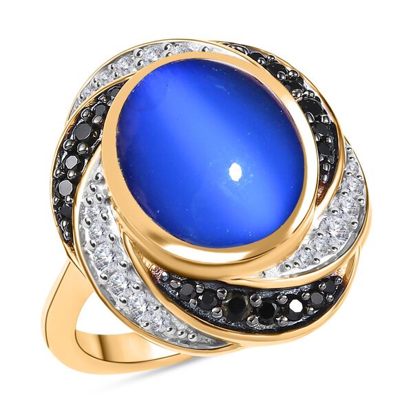 D'Joy Aurora Mondstein, schwarzer Spinell und Zirkon Ring - 5,54 ct image number 4