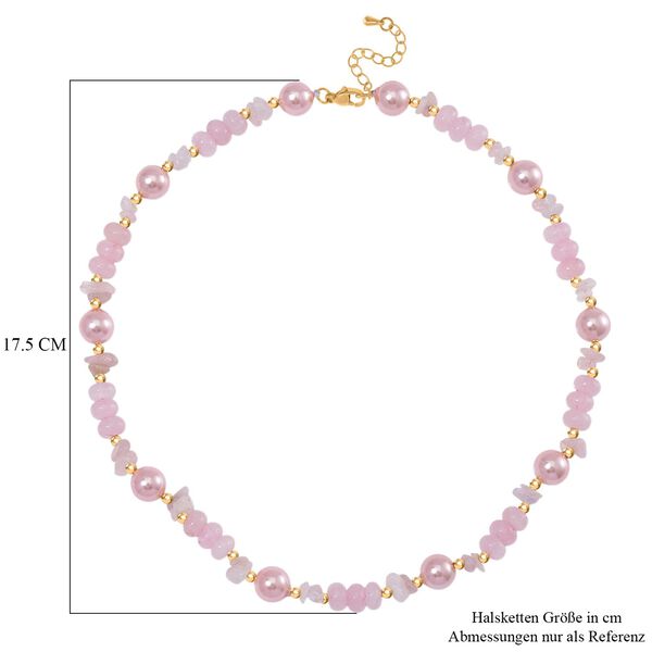 Rosa Muschelkernperle, Rosenquarz Halskette ca. 45 cm+ 5 cm Extender, Std Gelb image number 5