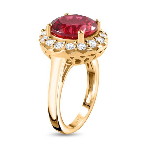 Synthetischer Padparadscha-Saphir und Zirkon Ring, ca. 7,76 ct image number 5