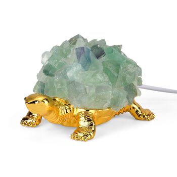 LIVMORE Leuchtende Edelstein-schildkr&ouml;te, LED Licht, Gr&uuml;ner Aventurin