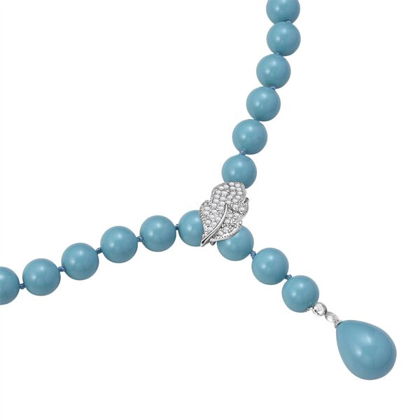 Sleeping Beauty t&uuml;rkisfarbene 10mm Muschelkernperle und wei&szlig;e Zirkonia 60cm Halskette image number 5