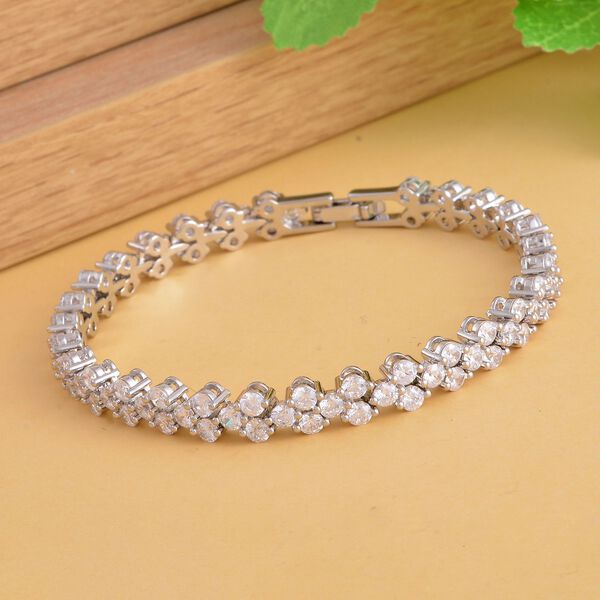 Wei&szlig;es Zirkonia Armband, ca. 20 cm, Nickelfreies Messing image number 2