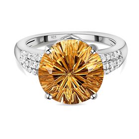 Hanabi Schliff - Citrin und Zirkon-Ring - 6,86 ct.