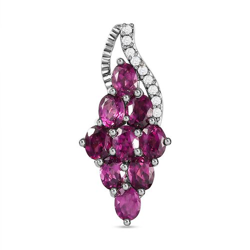 Rhodolith Granat und Zirkon-Anhänger, 925 Silber platiniert, 2,12 ct. image number 0