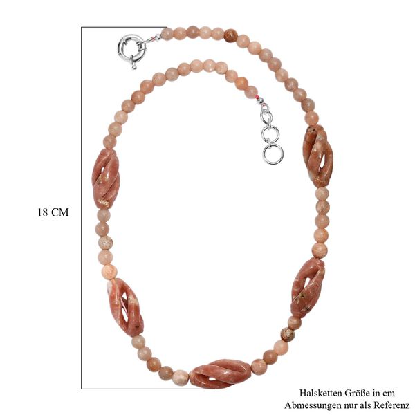 Gewürz Jaspis und Pfirsich Mondstein 50cm Halskette - 256 ct. image number 6