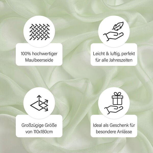 LA MAREY Chiffon Seidenschal, hellgr&uuml;n image number 4