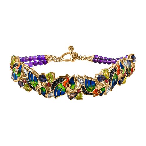GP Italian Garden Kollektion - Emailliertes, mehrfarbiges Edelstein-Armband in Silber image number 0