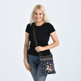 Crossbody-Tasche mit Einhorn, 3 Reißverschlussfächer, verstellbarer Schultergurt (ca. 120 cm), 21x28 cm, Mehrfarbig