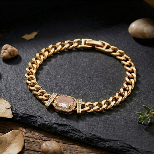 Wei&szlig;er Zirkonia Armband ca. 19 cm Nickelfreies Messing vergoldet image number 1