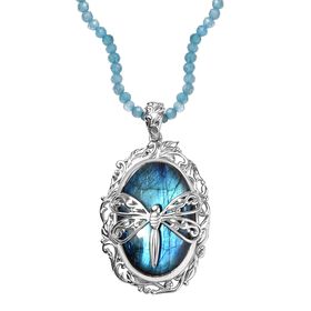 AAA Labradorit und Apatit-Anhänger mit 45cm Kette - 105 ct.