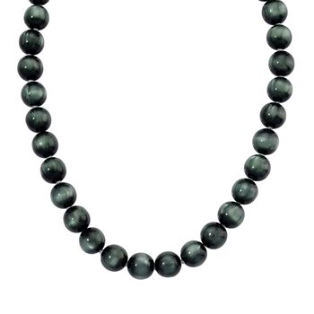 Simulierte, gr&uuml;ne Katzenauge Halskette, 45+5cm - 340 ct.