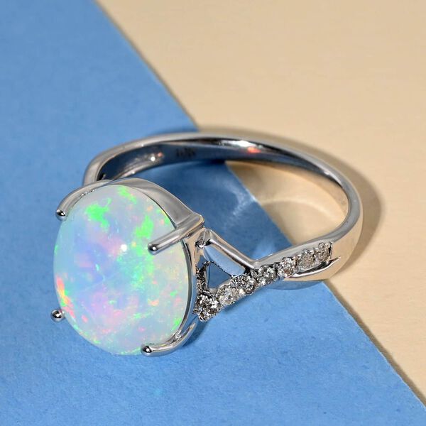 LUXORO AAA Nat&uuml;rlicher, &auml;thiopischer Welo Opal und Diamant Ring in 417 Wei&szlig;gold - 3,20 ct. image number 2