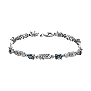 London Blau Topas Armband, ca. 19 cm, 925 Silber platiniert ca. 4.32 ct