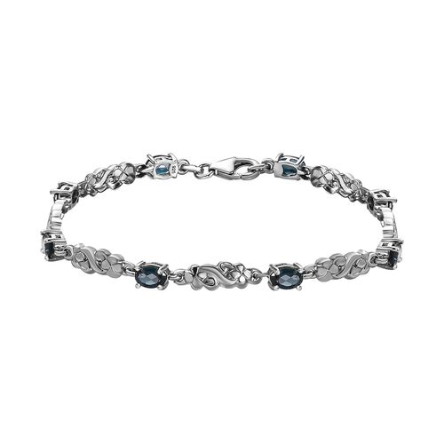 London Blau Topas Armband, ca. 19 cm, 925 Silber platiniert ca. 4.32 ct image number 0