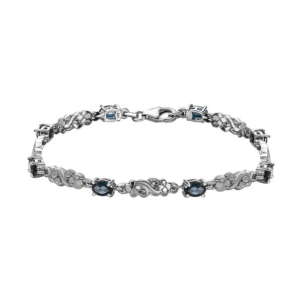 London Blau Topas Armband, ca. 19 cm, 925 Silber platiniert ca. 4.32 ct