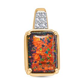 Labor schwarzer Opal und Zirkon-Anhänger - 3 ct.