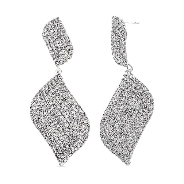 Blatt-Design Wei&szlig;e Kristall Chandelier Ohrringe, Nickelfreies Messing, silberfarben