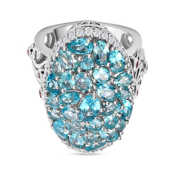 Betroka blauer Apatit, rosa Turmalin und Zirkon-Ring - 6,25 ct. image number 0