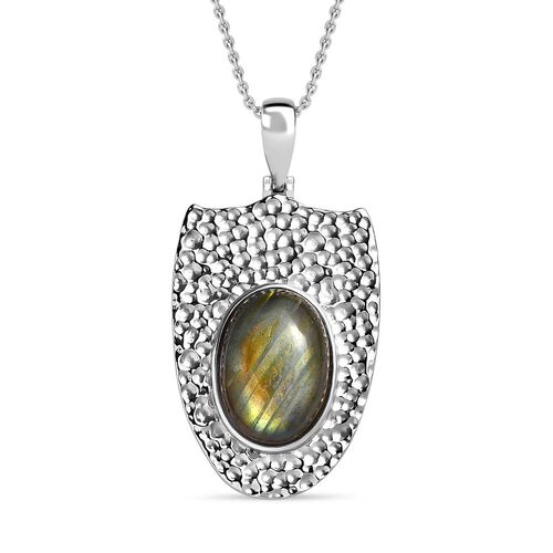 Cleopatra-Stil Labradorit Anhänger mit Kette, Edelstahl ca. 13.50 ct image number 0