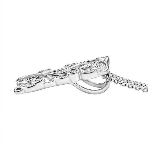 ALLORO platinierter Silber-Anhänger mit Diamantakzenten und 50cm Kette image number 4