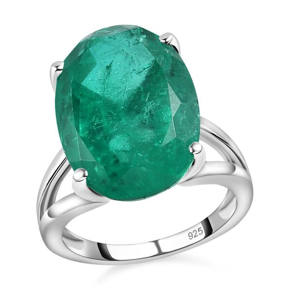 Smaragd-Quarz Triplette Ring, 925 Silber rhodiniert (Größe 17.00) ca. 13.51 ct image number 4
