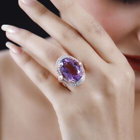 AA Rose De France Amethyst und Zirkon Ring - 19,18 ct.
