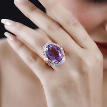 AA Rose De France Amethyst und Zirkon Ring - 19,18 ct.